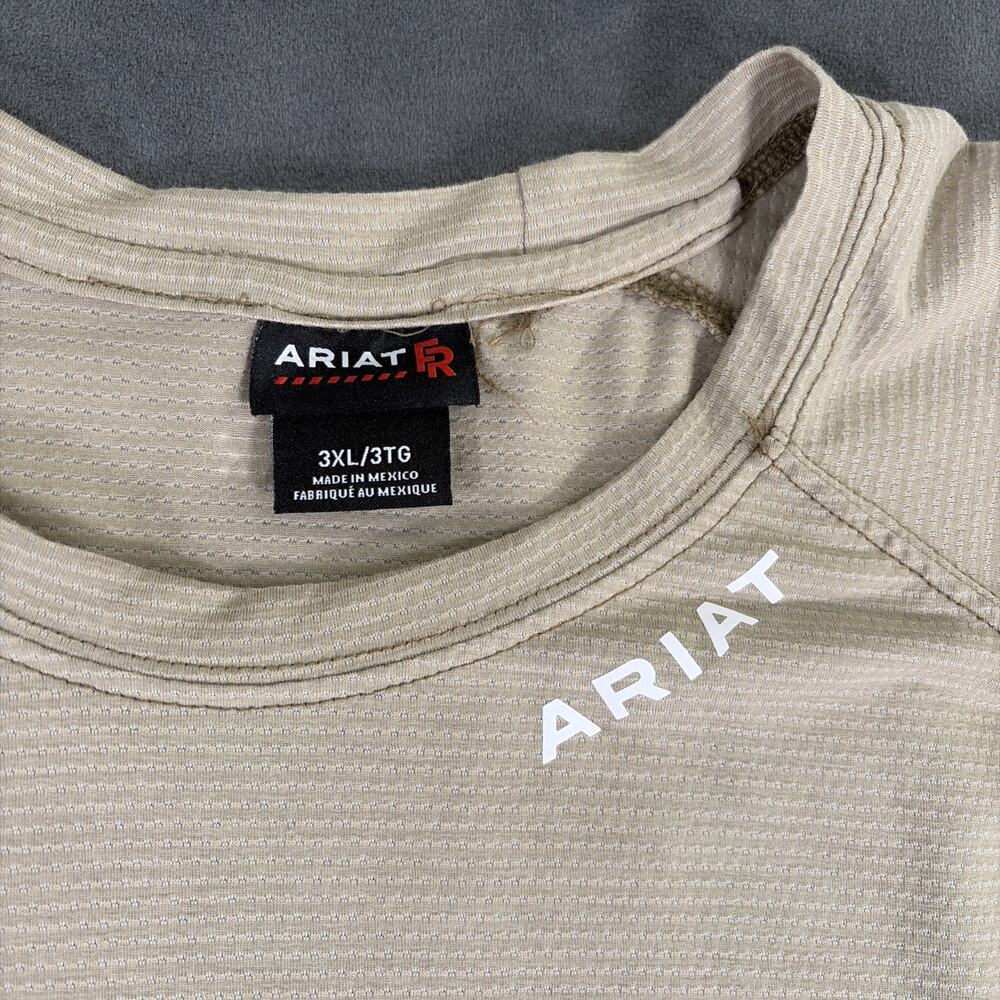 2) Ariat FR Flame Resistant Short Sleeve Baselayer T-Shirt Size 3X Grey & Tan - Picture 5 of 16